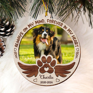 Forever In My Heart Paw Wings, Personalized Shape Ornaments, Memorial Gift For Pet Lovers, Custom Photo