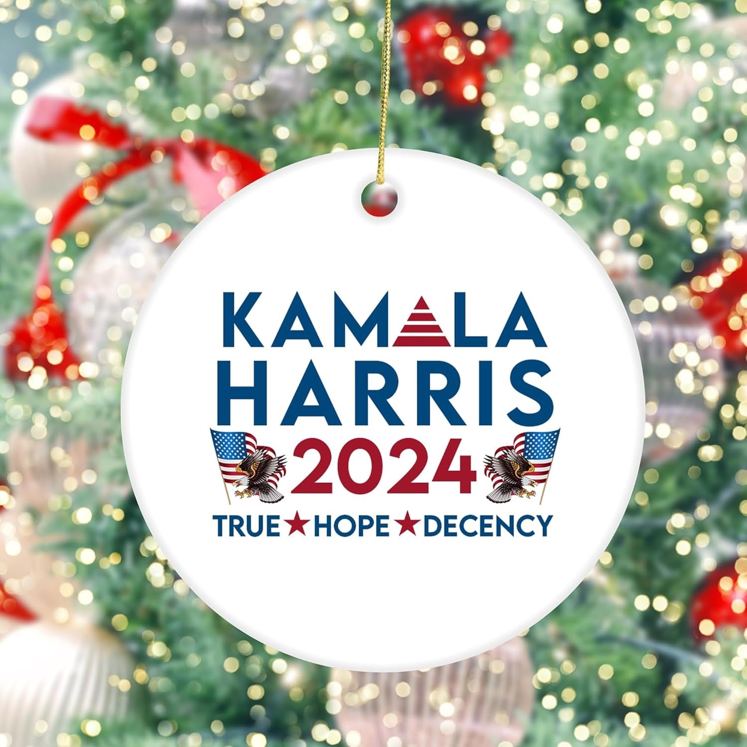 Kamala Harris 2024 Ornament, True Hope Decency Ornament, Personalized Ornaments, Kamala Ornaments, Election 2024