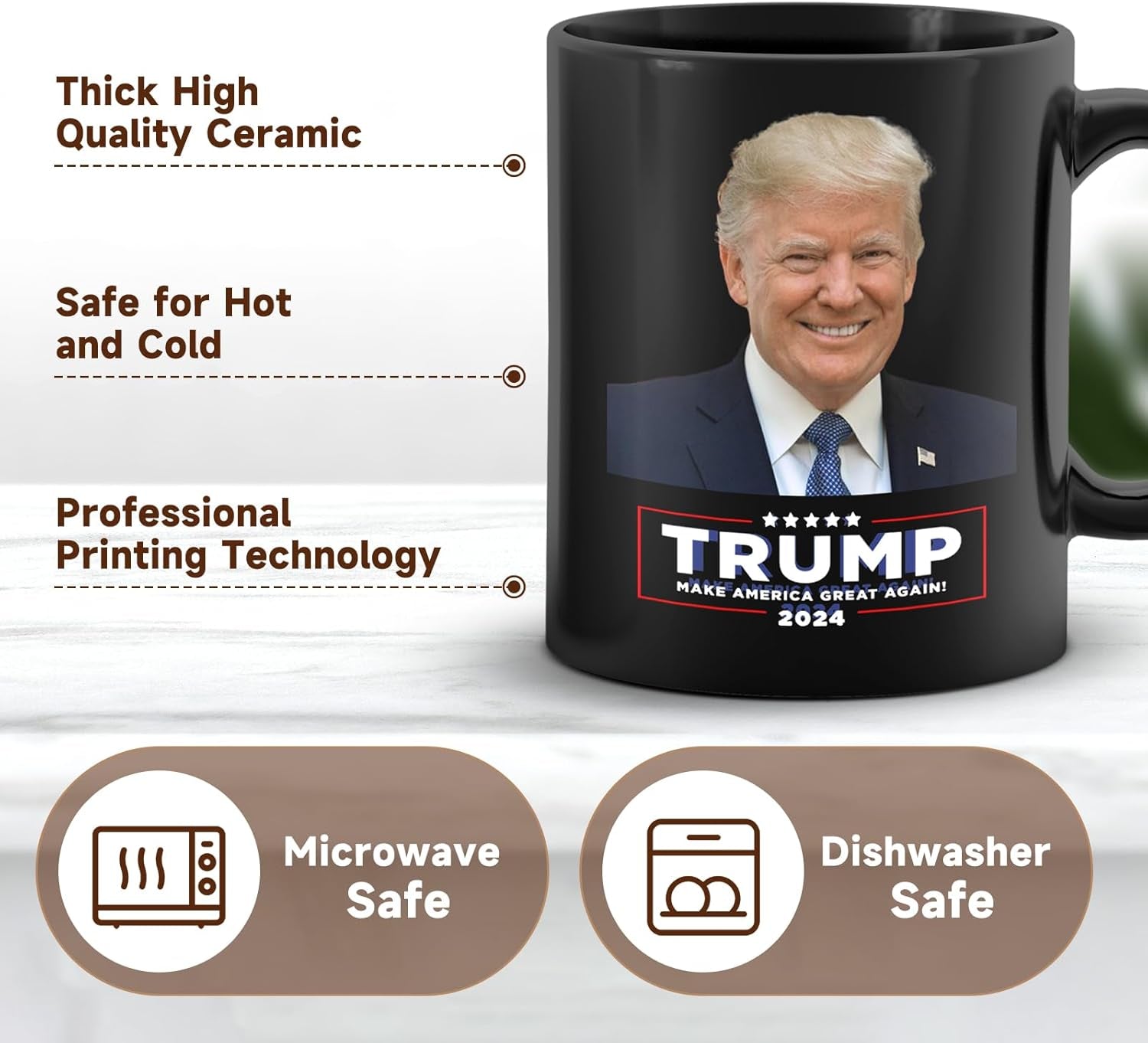 Make America Great Again Black Mug, Gift For Trump Fans, Election 2024