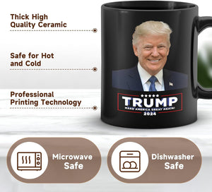 Make America Great Again Black Mug, Gift For Trump Fans, Election 2024