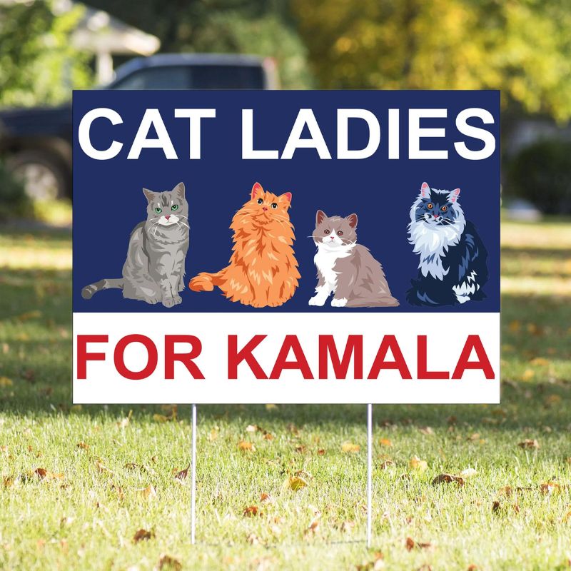 Cat Ladies For Kamala Yard Signs, Gift Kamala Harris Supporters, Election 2024