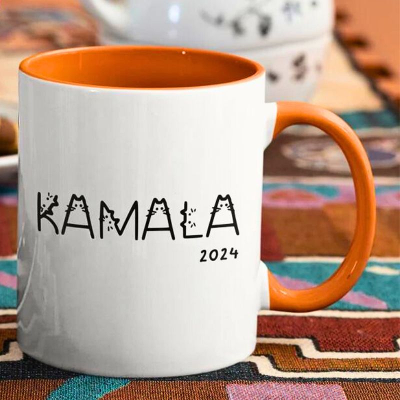 Kamala Cat 2024, Personalized Ceramic Mug, Gift For Kamala Harris Supporters