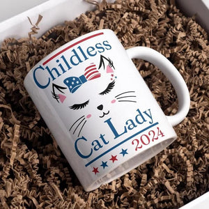 Childless Cat Lady 2024, Personalized Ceramic Mug, Gift For Kamala Harris Supporters