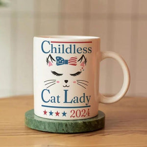 Childless Cat Lady 2024, Personalized Ceramic Mug, Gift For Kamala Harris Supporters