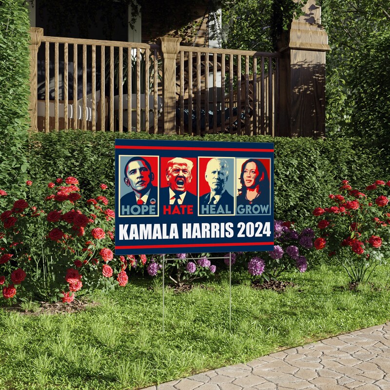 Hope Hate Heal Grow Kamala Harris 2024, Kamala Harris Yard Sign, Election 2024