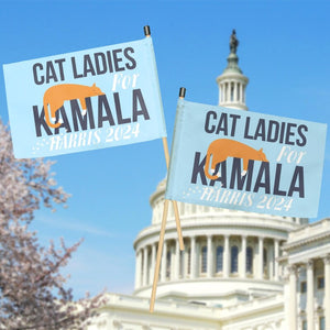 Cat Ladies For Kamala Harris 2024, Two Sides Hand Flag, Gift For Kamala Harris Supporters, Election 2024