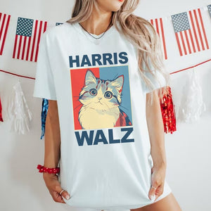 Harris Walz Cat Red Blue, Kamala Harris Shirt, Gift For Kamala Harris Supporters, Election 2024