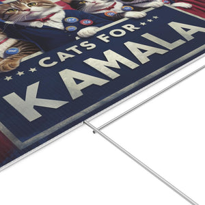 Cats For Kamala US Flag Yard Signs, Gift For Kamala Harris Supporters, Election 2024