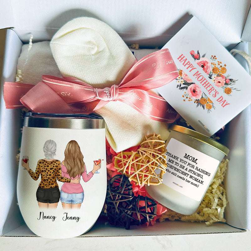 Mother's Day Gift Box Like Mother Like Daughter, Personalized Wine Tumbler Set, Mother's Day Gifts