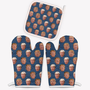 Custom Funny Trump Face Oven Mitts, Personalized Oven Mitt, Birthday Gift, Gift For Trump Supporters, Election 2024