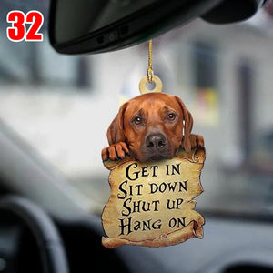 Cute 2D Puppy Car Hanging Pendant: Animal Acrylic Keychain for Car Rear View Mirror & Bag