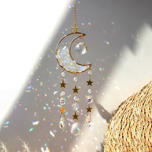 Crystal Moon Amethyst Rainbow Suncatcher Light Catcher