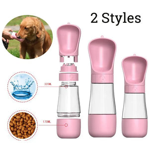 Dog Travel Water & Feeder Bottle, Outdoors Travel Portable With Bowl Multifunction