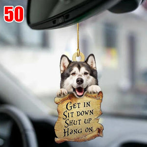 Cute 2D Puppy Car Hanging Pendant: Animal Acrylic Keychain for Car Rear View Mirror & Bag