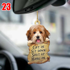 Cute 2D Puppy Car Hanging Pendant: Animal Acrylic Keychain for Car Rear View Mirror & Bag