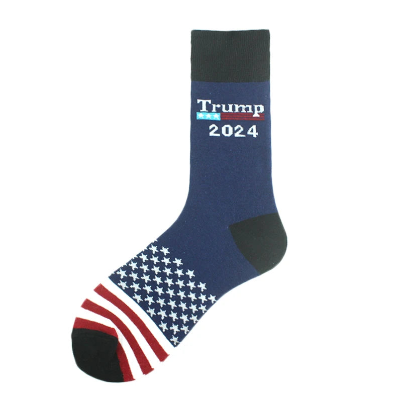 American Flag Jacquard Design, Hip Hop Style Crew Meias for Men, President Trump Enthusiasts, Socks and Shoes Essentials Gifts For Trump Fans
