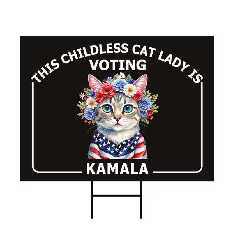 Cat Lady Vote Kamala Yard Sign, Gift For Kamala Harris Supporters, Election 2024