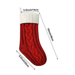 Family Christmas Stockings, Personalized Leather Patch Stocking, Knitted Christmas Stocking