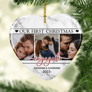 Our First Christmas Couple Status, Personalized Heart Ornaments, Custom Photo Ornament, Gift For Lovers