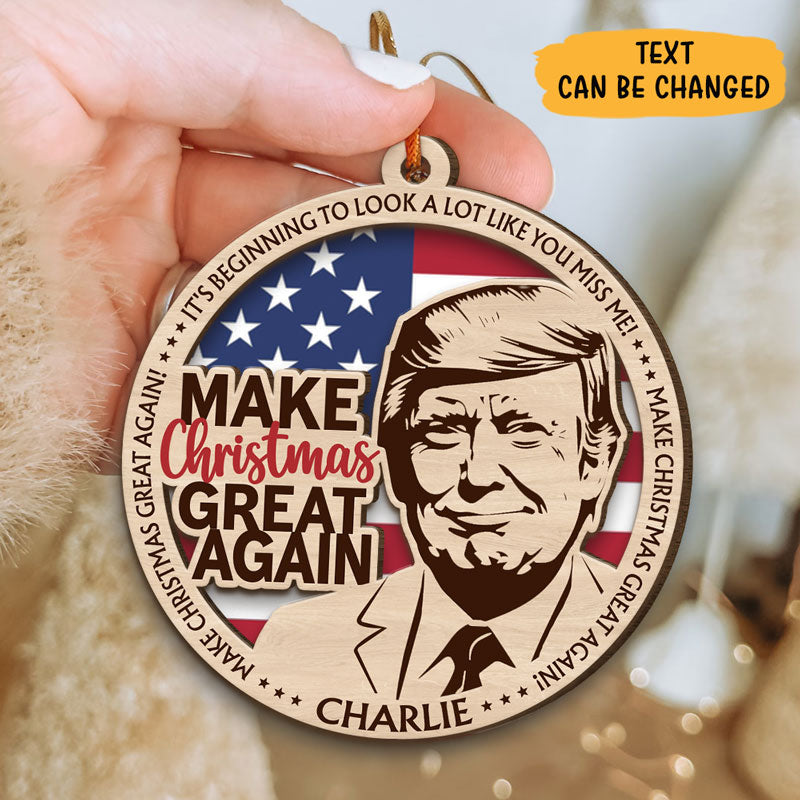 Trump Make Christmas Great Again, Personalized 2 Layer Ornaments, Trump Ornaments, Election 2024