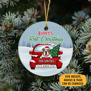 First Christmas Ornaments, Personalized Circle Ornaments, Custom Gift for Dog Lovers