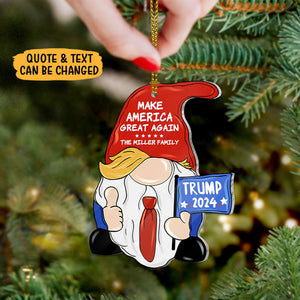 Make America Great Again Gnome, Trump Ornaments, Personalized Shape Ornament, Election 2024