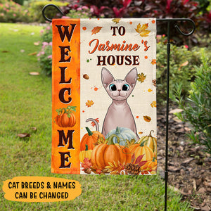 Welcome To The Cat House Fall Season, Personalized Garden Flags, Gifts For Cat Lovers