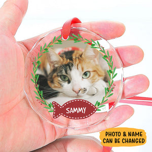 Christmas Photo Ornament, Personalized Glass Ornament, Pet Ornament, Custom Photo