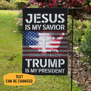 Jesus Is My Savior Trump Is My President, Personalized House Flag, Home Decoration, Election 2024