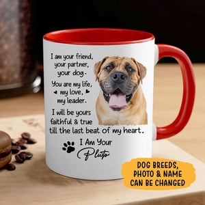 I Am Your Friend, Your Partner, Your Dog, Personalized Accent Mug, Gifts For Dog Lovers, Custom Photo