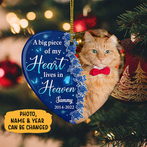 A Big Piece of My Heart Lives In Heaven, Custom Photo, Personalized Memorial Ornaments