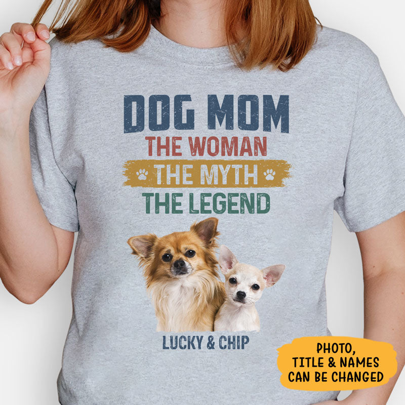 Dog Dad Dog Mom Myth Legend, Personalized Shirt, Gifts for Dog Lovers, Custom Photo