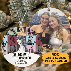 Eras Tour Ornament V2, Personalized Circle Ornaments 2 Sides, Custom Photo