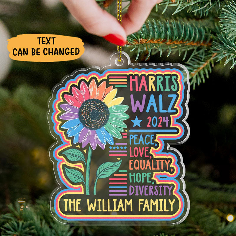 Peace Love Equality Harris Walz, Personalized Ornament, Kamala Harris Supporters, Election 2024