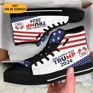 Trump Take America Back High Top Shoes, Personalized Sneakers, Gift For Trump Fans, Election 2024