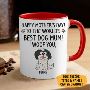 To The World's Best Dog Mom, Personalized Ceramic Mug, Gift For Dog Lovers