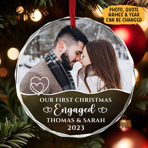 Couple First Christmas Ornament, Personalized Glass Ornament, Anniversary Gift, Custom Photo