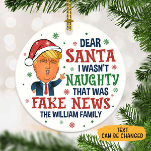 Trump Dear Santa That Was Fake News, Personalized Ornaments, Trump Ornaments, Election 2024