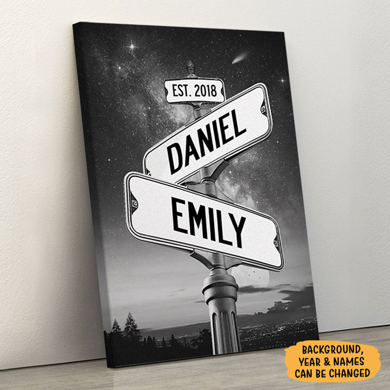 Custom Name Street Sign, Personalized Custom Canvas, Anniversary Gift