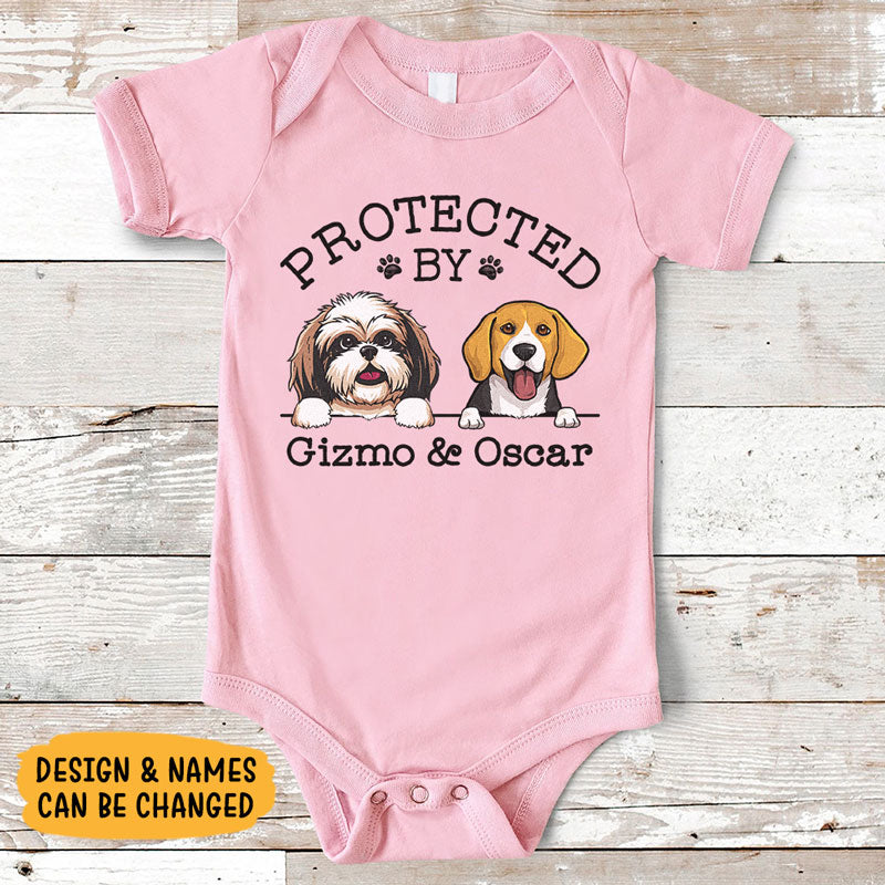 Protected By Dog Cat, Personalized Baby Clothes, Custom Baby Onesies, Baby Shower Gifts