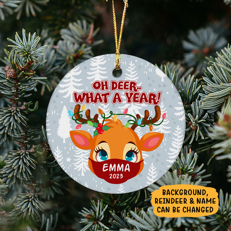 Personalized Christmas Ornaments, Oh Deer...What A Year , Custom Holiday Decoration