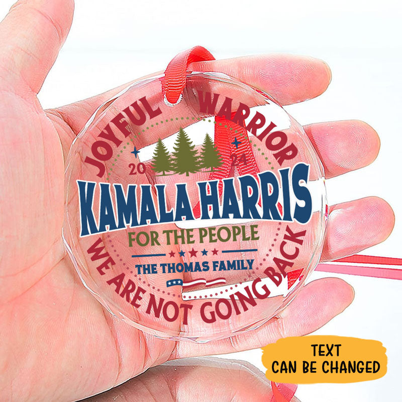 Joyful Warrior Kamala Harris 2024 For The People, Personalized Glass Ornament, Kamala Harris Ornaments, Election 2024