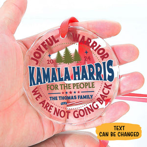 Joyful Warrior Kamala Harris 2024 For The People, Personalized Glass Ornament, Kamala Harris Ornaments, Election 2024