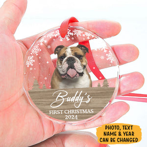 First Christmas, Personalized Glass Ornament, Pet Ornament, Gift For Pet Lovers, Custom Photo