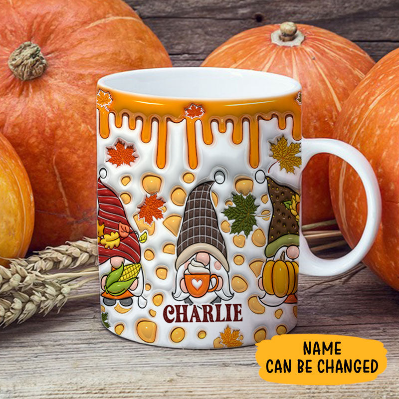 Gnomes Fall 3D Inflated, Personalized Full Wrap Mug, Halloween Spooky Vibes, Fall Gifts