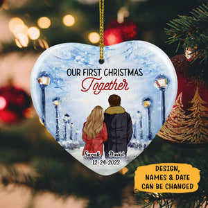 Our First Christmas Together, Personalized Heart Ornaments, Anniversary Gifts