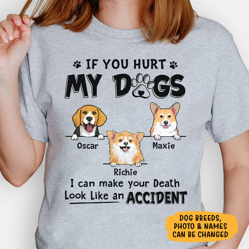 If You Hurt My Dog Peeking Dog, Personalized Shirt, Gifts for Dog Lovers, Custom Photo