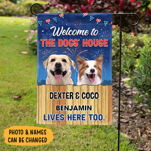 Welcome To The Dog's House Fireworks, Personalized Garden Flags, Gifts For Dog Lovers, Custom Photo