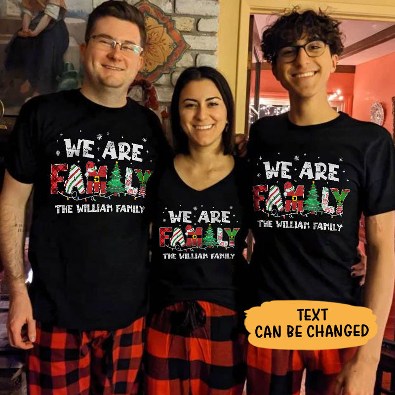 We Are Family, Personalized Family Shirt, Matching Family Santa Shirts, Christmas Gift Ideas