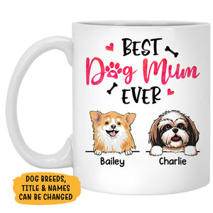 Best Dog Mom Dog Dad Ever Peeking Dog, Personalized Accent Mug, Gifts For Dog Lovers